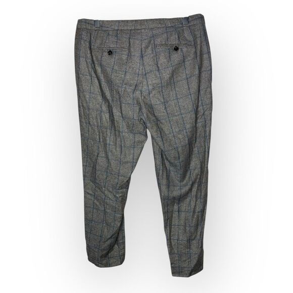 $285 Theory Cropped Wool Blend Windowpane Check Pants Size 12 - Picture 9 of 15